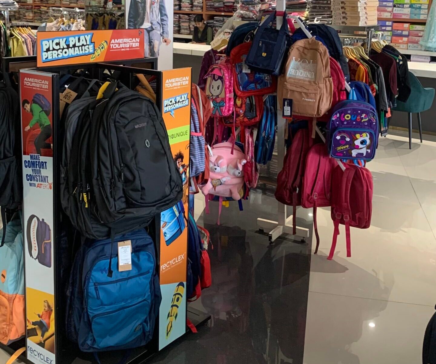 American Tourister, Wildcraft and School Bags Display